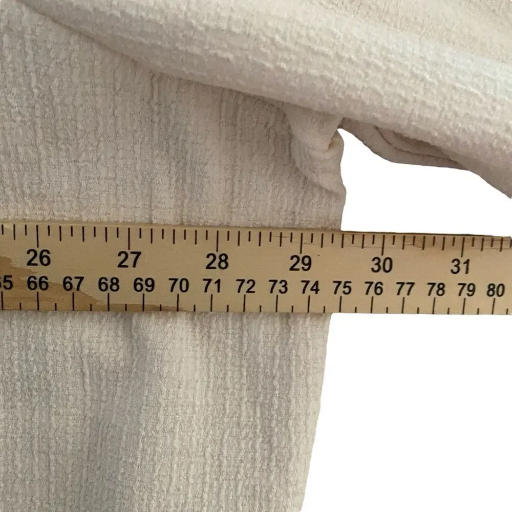 Madewell Women's 4X Plus‎ Size Crepe Square Neck Puff Sleeve Top Cream Read